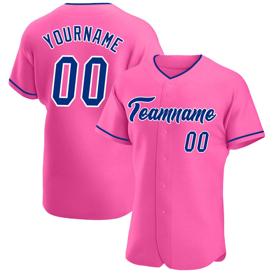 Custom Pink Royal-White Authentic Baseball Jersey - Sky-Custom