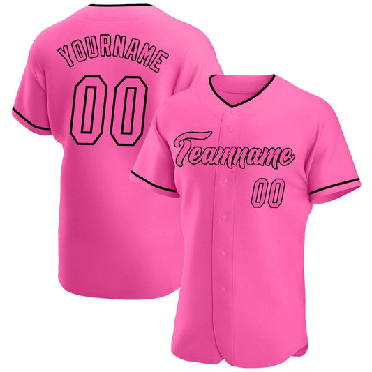 Custom Pink Pink-Black Authentic Baseball Jersey - Sky-Custom