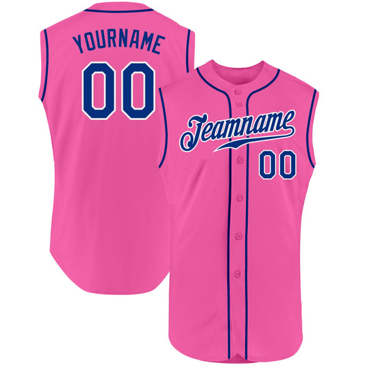 Custom Pink Royal-White Authentic Sleeveless Baseball Jersey - Sky-Custom
