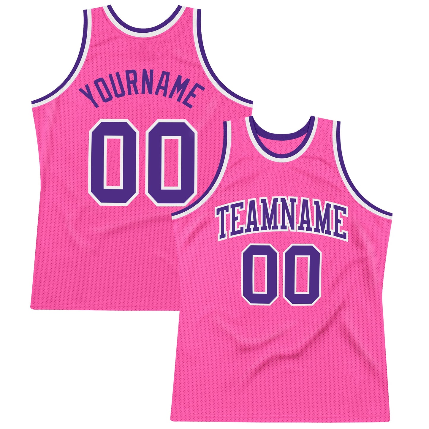 Custom Pink Purple-White Authentic Throwback Basketball Jersey - Sky-Custom