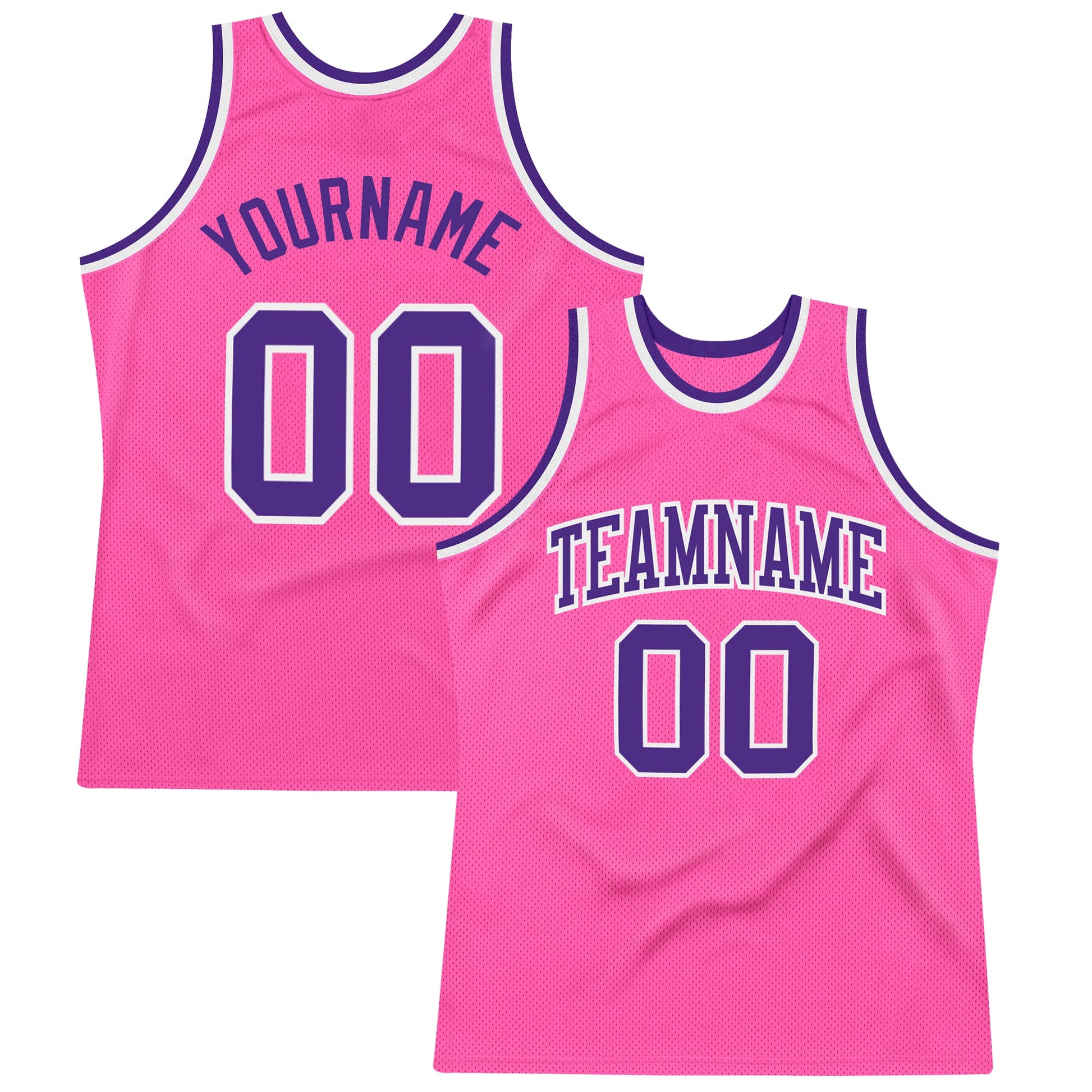 Custom Pink Purple-White Authentic Throwback Basketball Jersey - Sky-Custom
