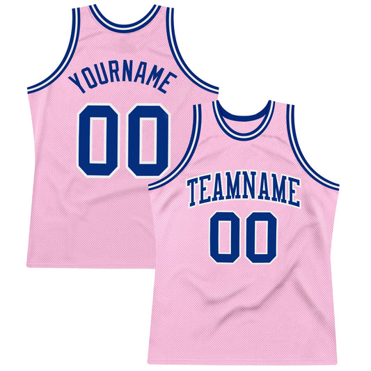 Custom Light Pink Royal-White Authentic Throwback Basketball Jersey - Sky-Custom