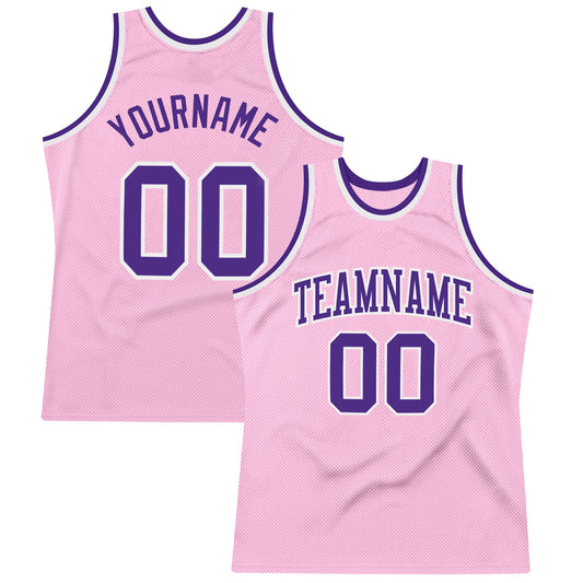 Custom Light Pink Purple-White Authentic Throwback Basketball Jersey - Sky-Custom