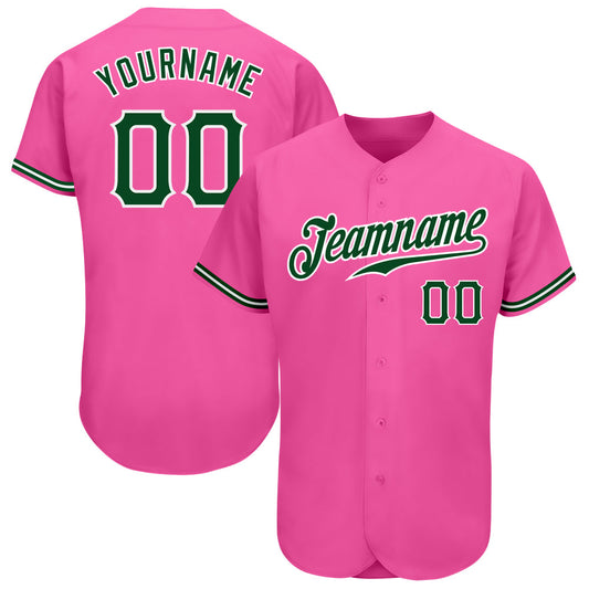 Custom Pink Green-White Authentic Baseball Jersey - Sky-Custom