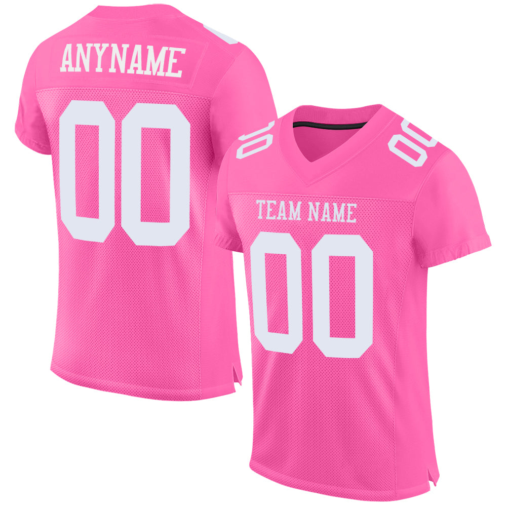 Custom Pink White Mesh Authentic Football Jersey - Sky-Custom