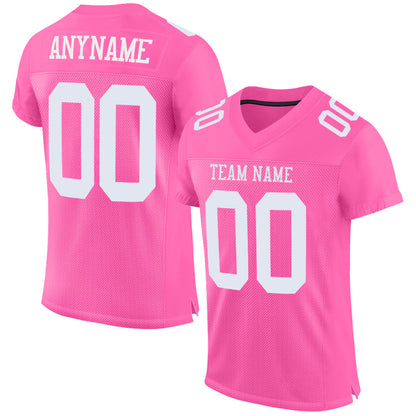 Custom Pink White Mesh Authentic Football Jersey - Sky-Custom