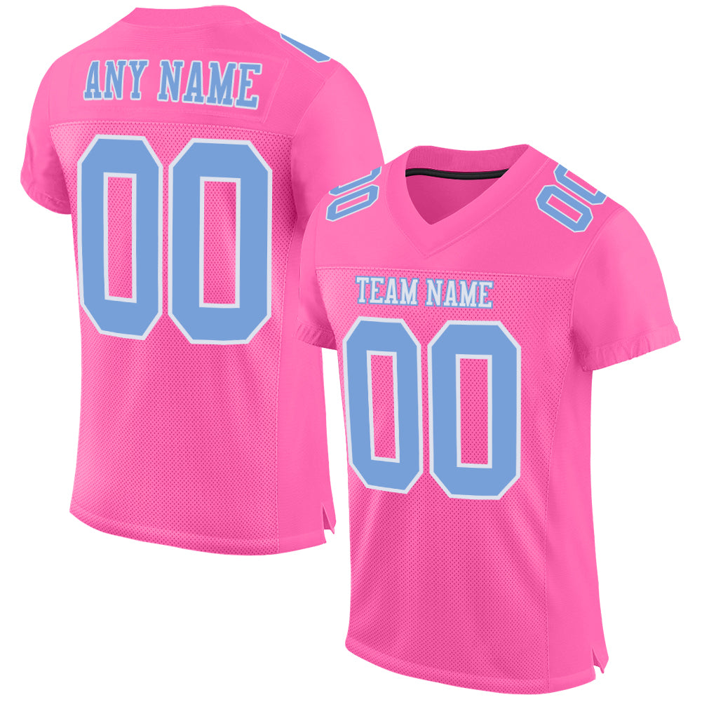 Custom Pink Light Blue-White Mesh Authentic Football Jersey - Sky-Custom