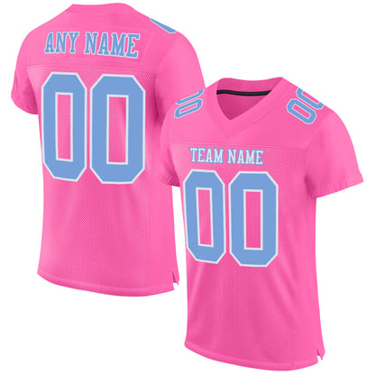Custom Pink Light Blue-White Mesh Authentic Football Jersey - Sky-Custom