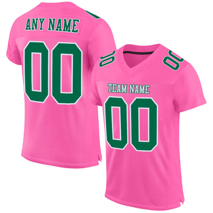 Custom Pink Kelly Green-White Mesh Authentic Football Jersey - Sky-Custom