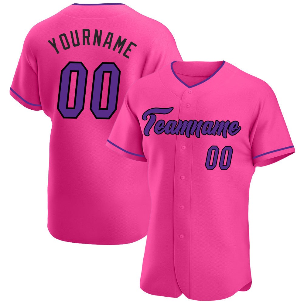Custom Pink Purple-Black Authentic Baseball Jersey - Sky-Custom