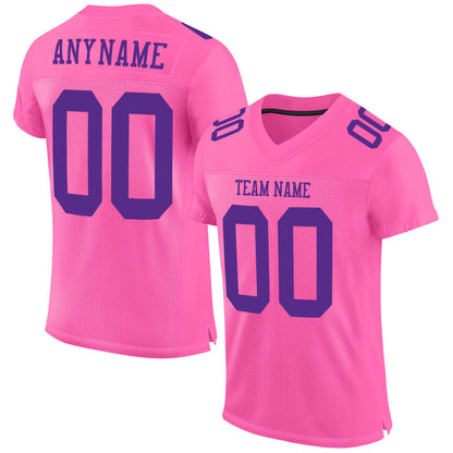 Custom Pink Purple Mesh Authentic Football Jersey - Sky-Custom