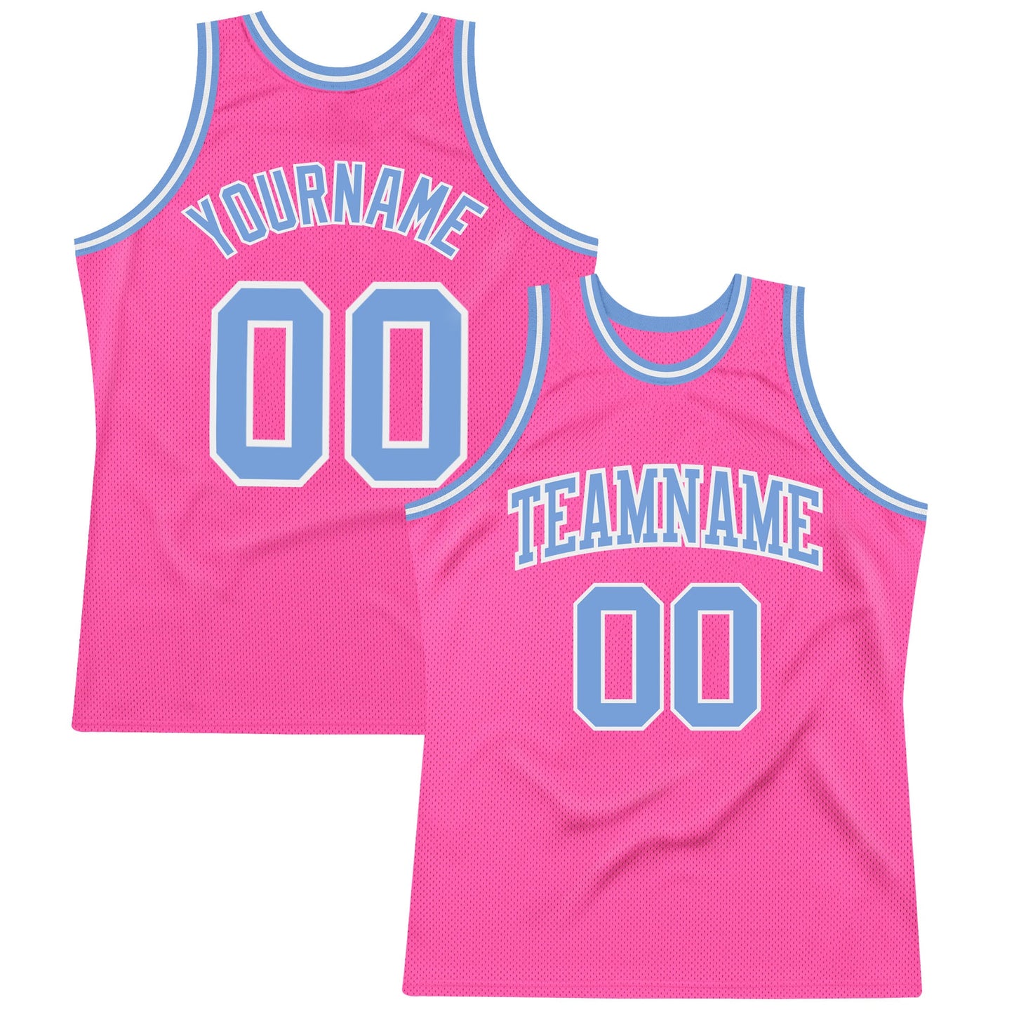 Custom Pink Light Blue-White Authentic Throwback Basketball Jersey - Sky-Custom