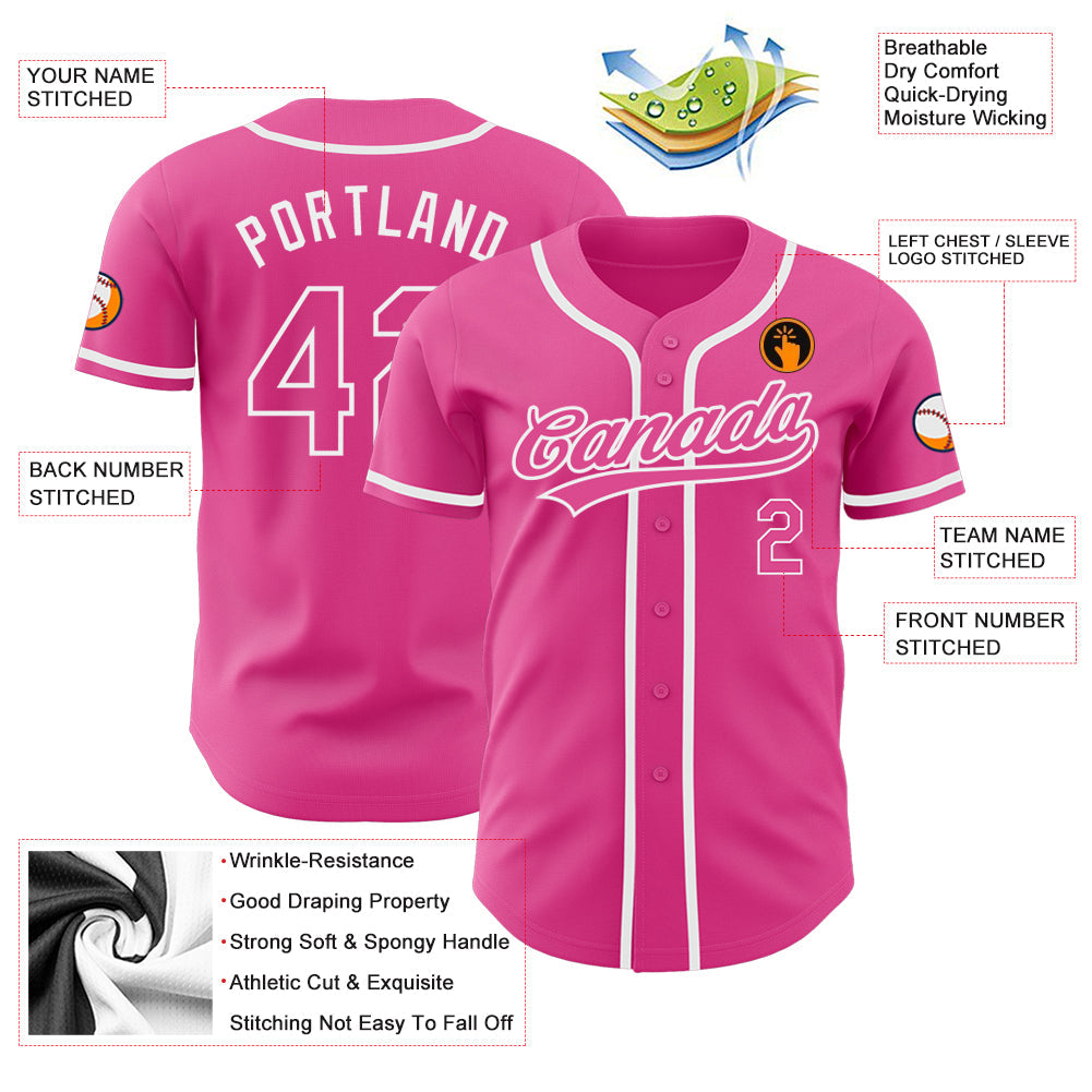 Custom Pink Pink-White Authentic Baseball Jersey - Sky-Custom