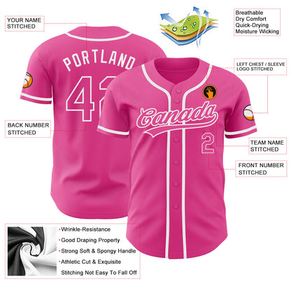 Custom Pink Pink-White Authentic Baseball Jersey - Sky-Custom