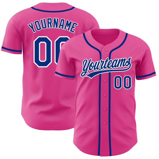 Custom Pink Royal-White Authentic Baseball Jersey - Sky-Custom