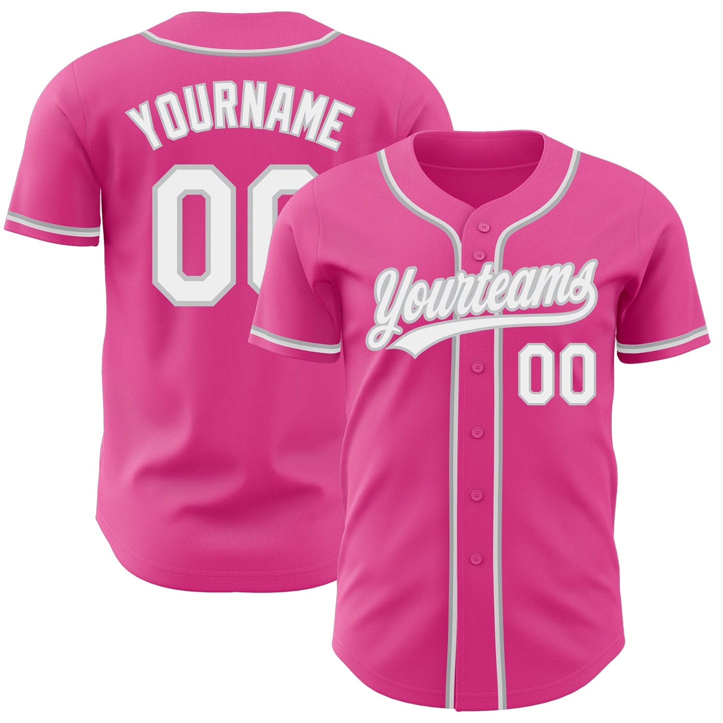 Custom Pink White-Gray Authentic Baseball Jersey - Sky-Custom
