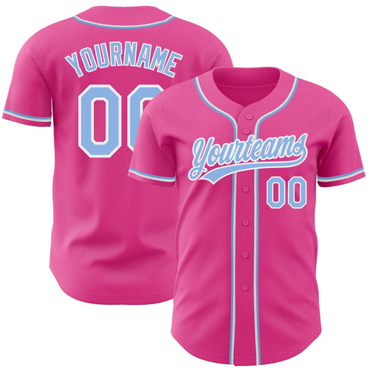 Custom Pink Light Blue-White Authentic Baseball Jersey - Sky-Custom