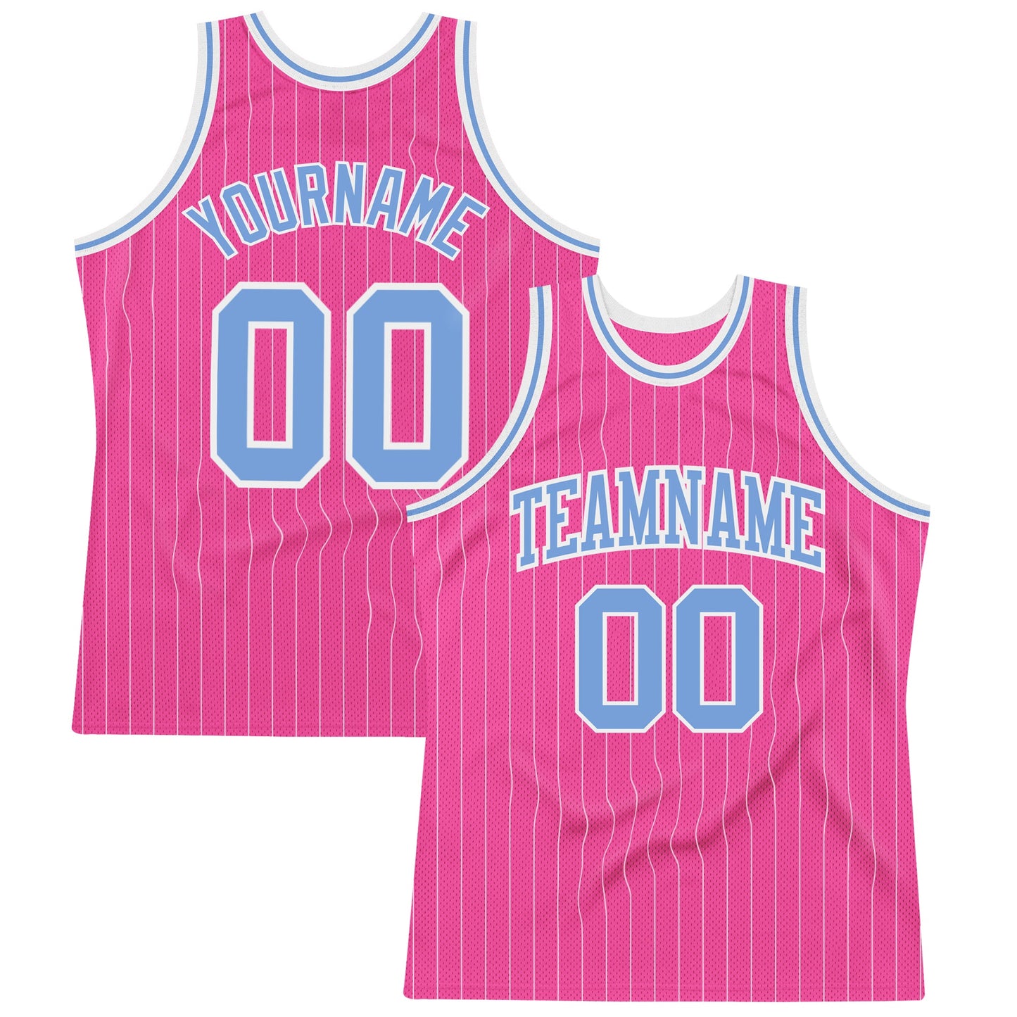 Custom Pink White Pinstripe Light Blue-White Authentic Basketball Jersey - Sky-Custom
