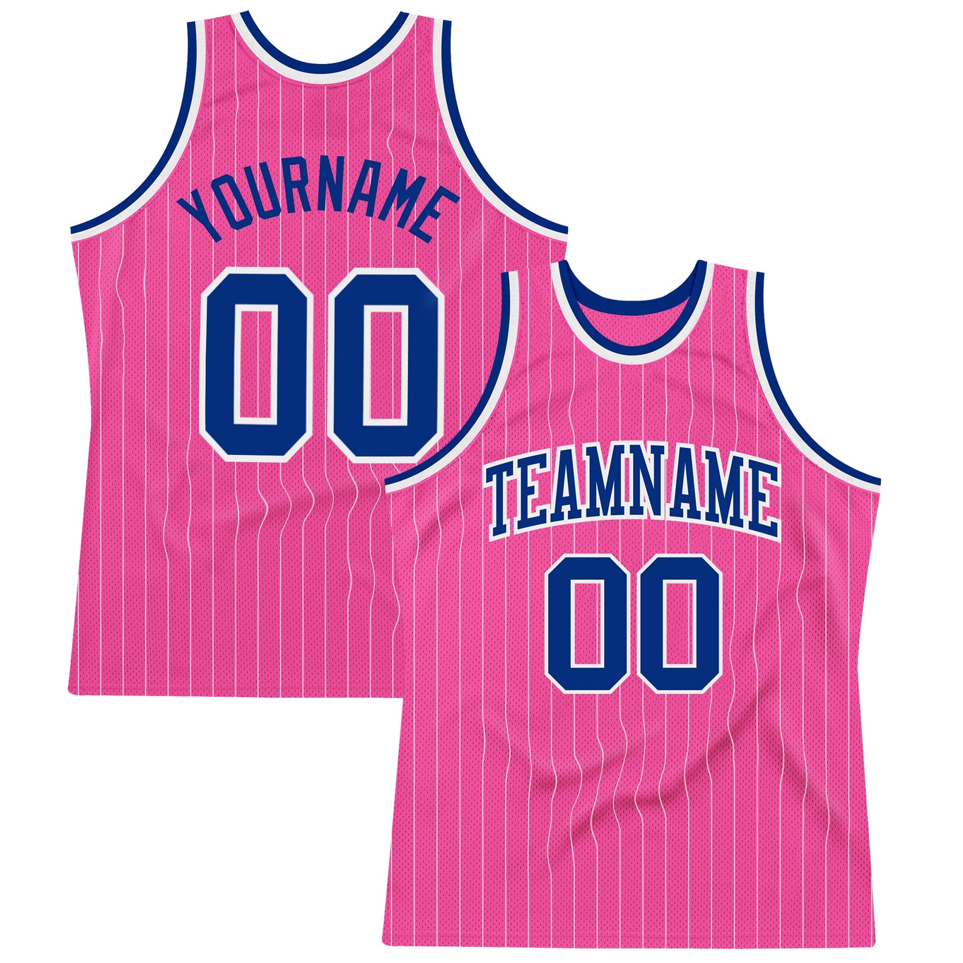 Custom Pink White Pinstripe Royal-White Authentic Basketball Jersey - Sky-Custom