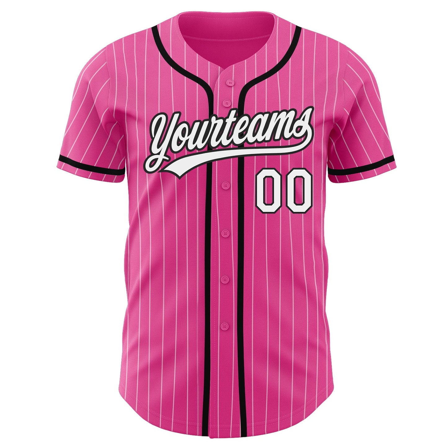 Custom Pink White Pinstripe White-Black Authentic Baseball Jersey - Sky-Custom