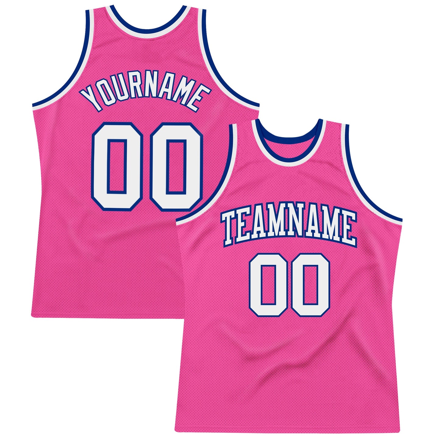 Custom Pink White-Royal Authentic Throwback Basketball Jersey - Sky-Custom
