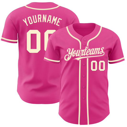 Custom Pink Cream Authentic Baseball Jersey - Sky-Custom