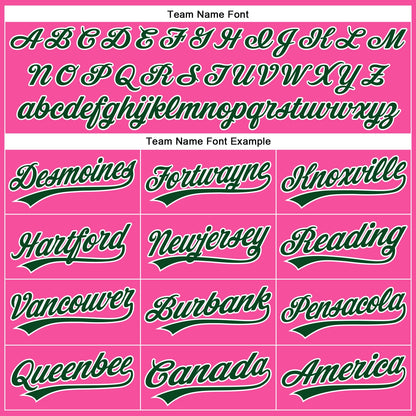 Custom Pink White Pinstripe Green Authentic Baseball Jersey - Sky-Custom