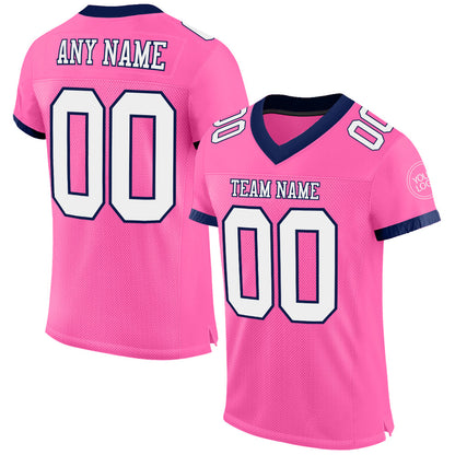 Custom Pink White-Navy Mesh Authentic Football Jersey - Sky-Custom