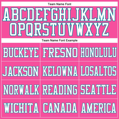 Custom Pink White-Teal Mesh Authentic Football Jersey - Sky-Custom