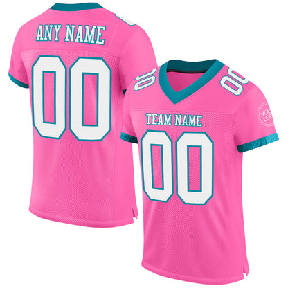 Custom Pink White-Teal Mesh Authentic Football Jersey - Sky-Custom