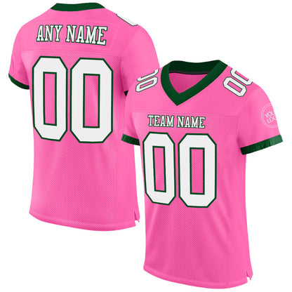 Custom Pink White-Green Mesh Authentic Football Jersey - Sky-Custom