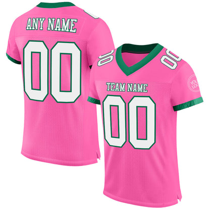 Custom Pink White-Kelly Green Mesh Authentic Football Jersey - Sky-Custom