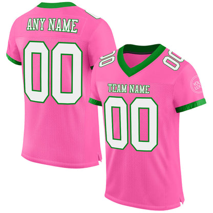Custom Pink White-Grass Green Mesh Authentic Football Jersey - Sky-Custom
