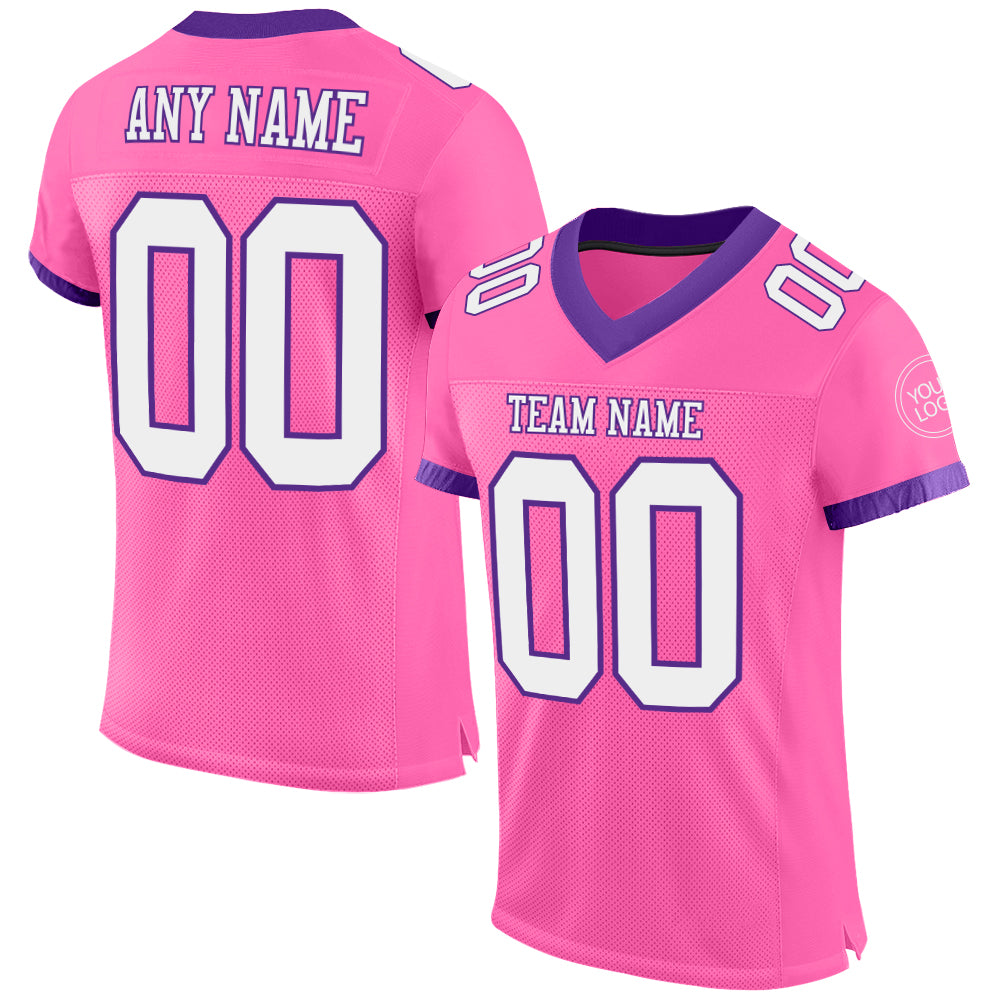 Custom Pink White-Purple Mesh Authentic Football Jersey - Sky-Custom