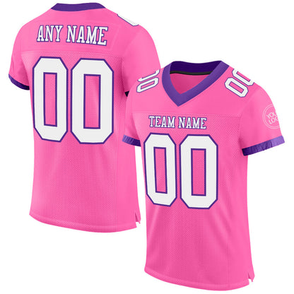 Custom Pink White-Purple Mesh Authentic Football Jersey - Sky-Custom