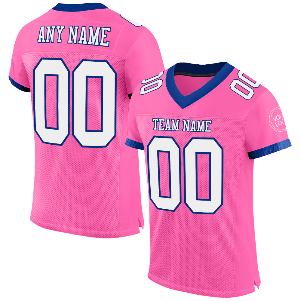 Custom Pink White-Royal Mesh Authentic Football Jersey - Sky-Custom