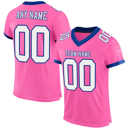 Custom Pink White-Royal Mesh Authentic Football Jersey - Sky-Custom