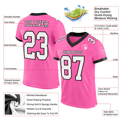 Custom Pink White-Black Mesh Authentic Football Jersey - Sky-Custom
