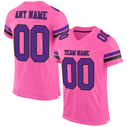 Custom Pink Purple-Black Mesh Authentic Football Jersey - Sky-Custom