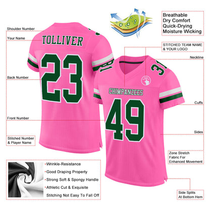 Custom Pink Green-White Mesh Authentic Football Jersey - Sky-Custom
