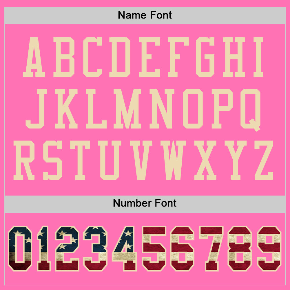 Custom Pink Vintage USA Flag-City Cream Mesh Authentic Football Jersey - Sky-Custom