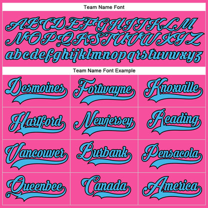 Custom Pink Sky Blue-Black Hockey Lace Neck Jersey - Sky-Custom