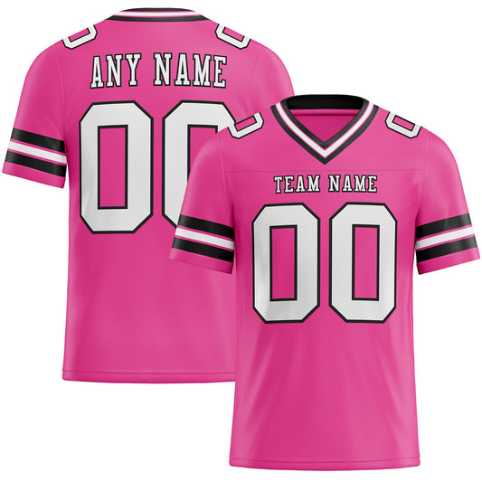 Custom Pink White-Black Mesh Authentic Football Jersey - Sky-Custom