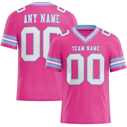 Custom Pink White-Light Blue Mesh Authentic Football Jersey - Sky-Custom