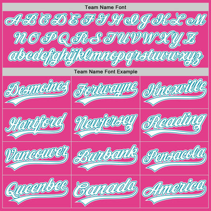 Custom Pink White-Teal Authentic Throwback Baseball Jersey - Sky-Custom