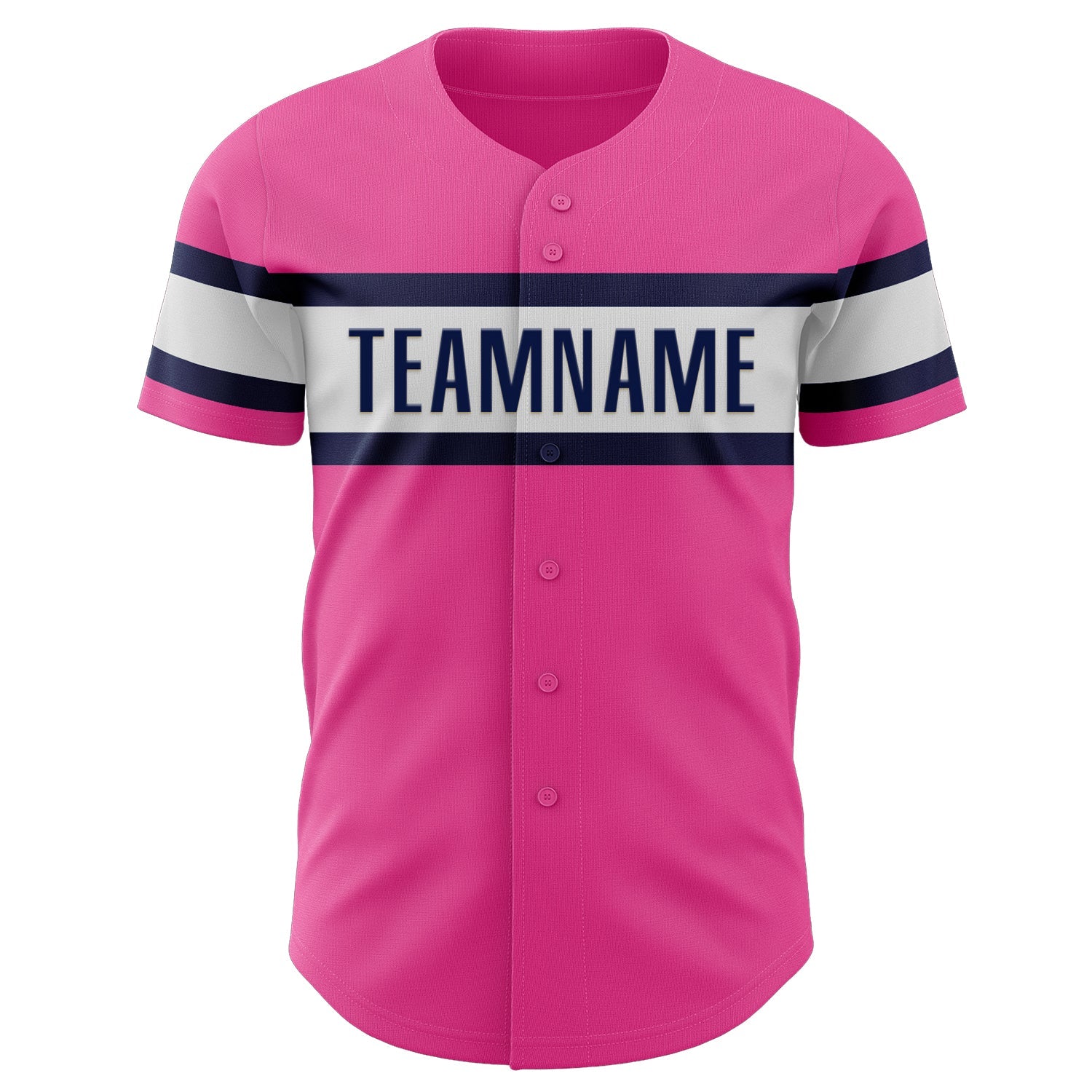 Custom Pink White-Navy Authentic Baseball Jersey - Sky-Custom
