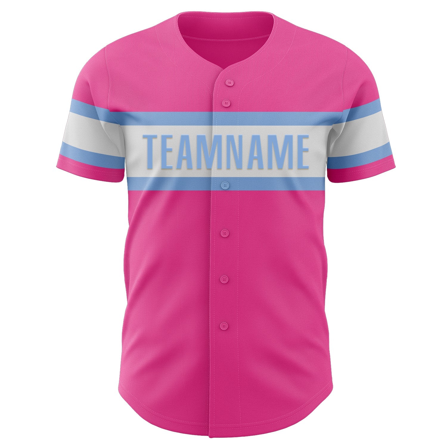 Custom Pink White-Light Blue Authentic Baseball Jersey - Sky-Custom