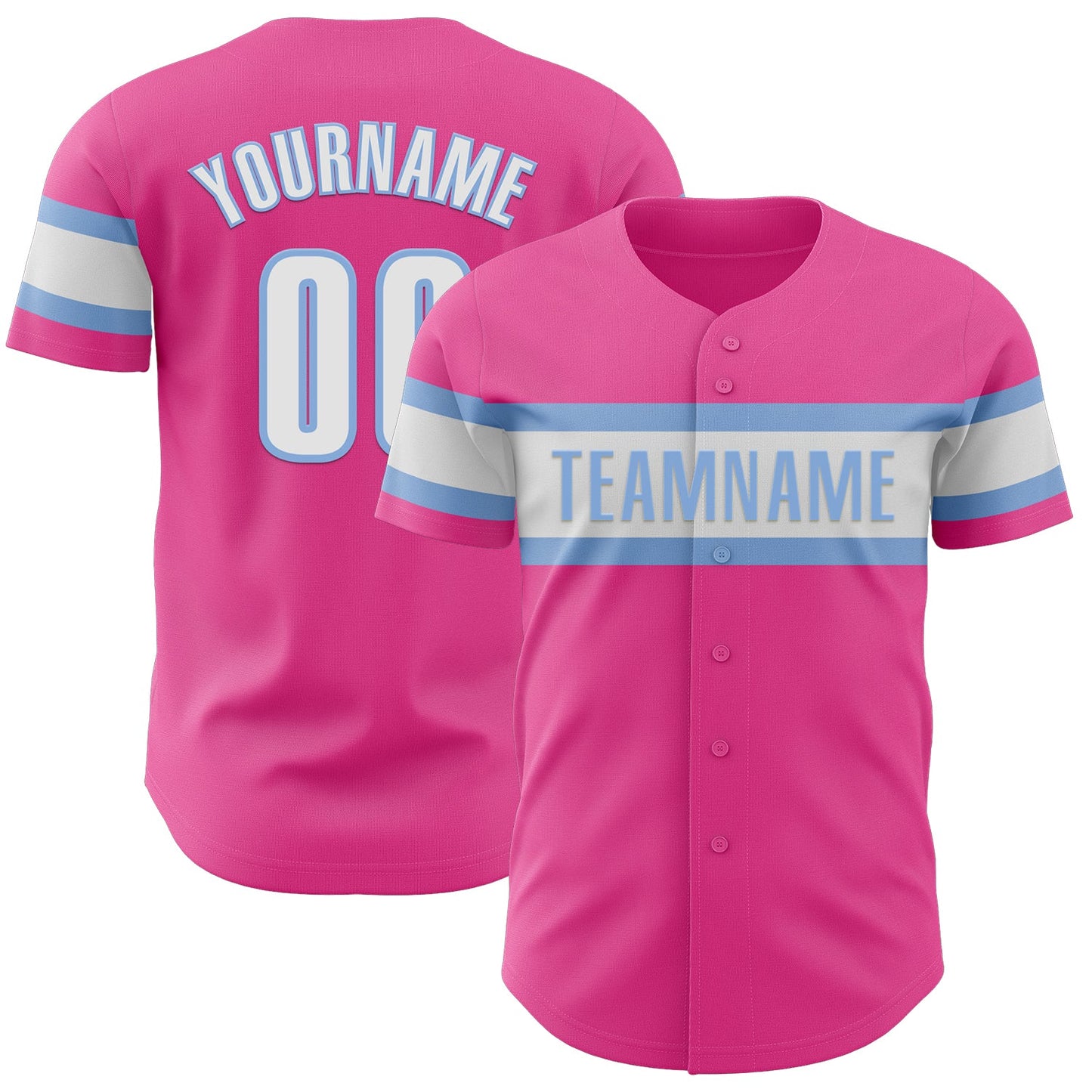 Custom Pink White-Light Blue Authentic Baseball Jersey - Sky-Custom