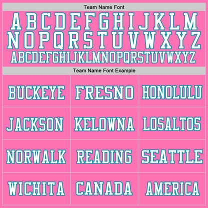 Custom Pink Teal-White Mesh Authentic Throwback Football Jersey - Sky-Custom