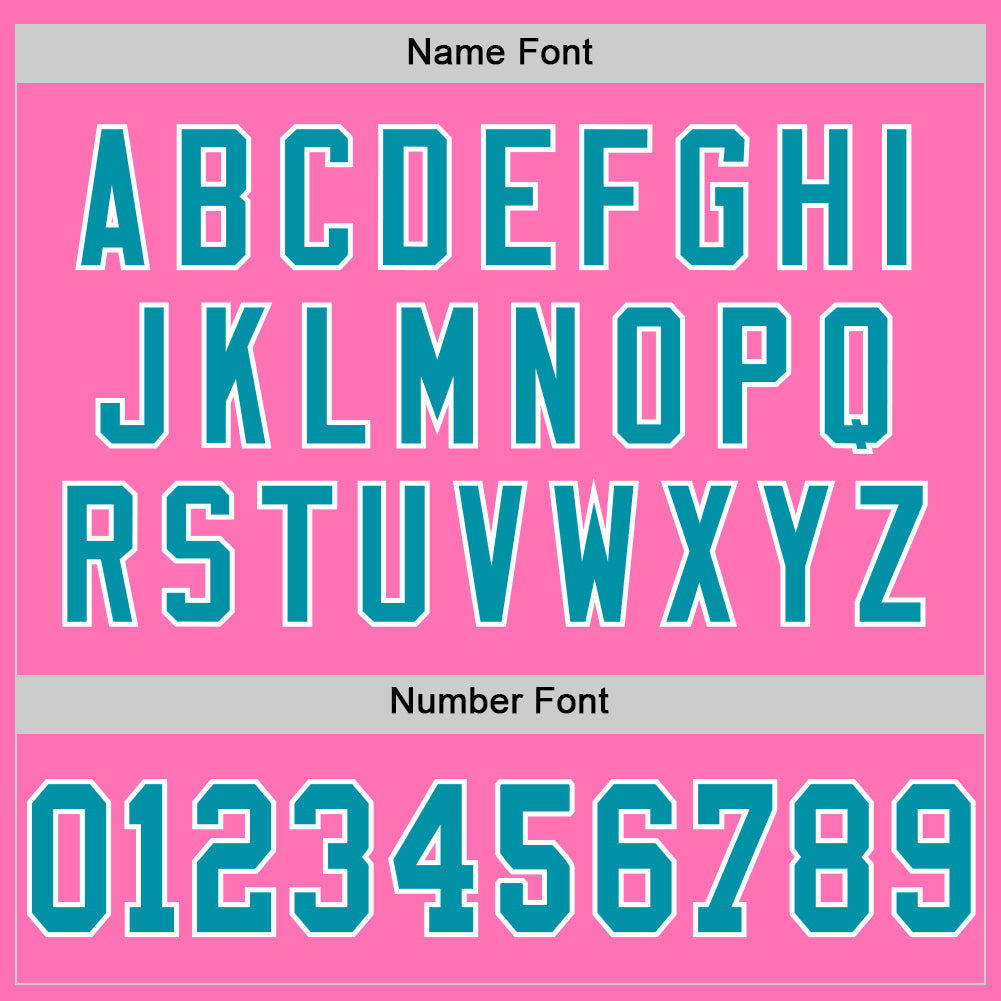 Custom Pink Teal-White Mesh Authentic Throwback Football Jersey - Sky-Custom